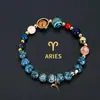 Amazon Tk Popular Transfronteiriço Pulseiras das Doze Constelações Pulseiras de Pedra Natural com Contas Oito Planetas Pulseiras de 12 Constelações