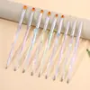 Set de Plumas para Uñas Color Aurora Degradado Varilla Transparente Hielo Set de Dibujo de Líneas Pluma de Fototerapia de Punta Redonda Pluma de Fototerapia de Punta Plana