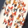 24 Decoraciones de Ramo de Mariposas Naranja-Amarillas Doradas en Relieve Tridimensional Planificador DIY Pegatinas de Mariposas 3D PVC Impermeable Mariposas Realistas