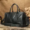 Bolsa de viaje de cuero curtido vegetal transfronteriza para hombre, bolso de hombro de negocios, bolsa de viaje