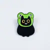 Broche de Gato Preto Desenho Animado Fofo Olhos Grandes Acessórios Cabeça Criativa de Sapo Gato Casaco Mochila Emblema de Metal