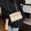 Bolso Tejido de Alta Gama Transfronterizo para Mujer 2025 Nuevo Verano Moda Borla Un Hombro Bolso Cuadrado Pequeño Versátil Bolso Bandolera