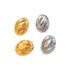 Pendientes de Acero de Titanio Chapados en Oro de 18K, Patrón Retorcido Ovalado, Sensación de Lujo Ligero y Gama Alta, Venta al por Mayor Europea y Americana Transfronteriza