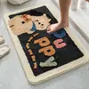 Alfombra de Piso de Baño de Felpa de Dibujos Animados para Uso Doméstico, Felpudo Engrosado Antideslizante para la Entrada de la Ducha, Felpudo Absorbente de Agua y Resistente a la Suciedad de Cachemira Artificial