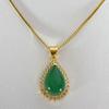 Estilo coreano Natural Verde Calcedônia Pingente Colar Rico Verde Profundo Calcedônia Pingente Gota Pingente Clavícula Cadeia
