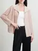 Moda Miyake Reductor de Edad Punto con Solapa para Mujer Otoño 2025 Nuevo Cárdigan de Punto Abotonadura Simple Holgado Chaqueta Corta Top