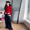 Conjunto de Suéter de Encaje para Niñas Primavera y Otoño 2025 Nuevo Estilo Coreano Diseño Moderno Conjunto de Dos Piezas de Punto Holgado para Niños Mayores