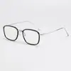 Montura de Gafas Cuadrada de Metal de Marco Pequeño de Temperamento para Hombres Mujeres Marco Ligero Delgado Montura para Gafas de Miopía de Negocios Gafas de Prescripción de Moda de Gama Alta