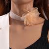 Collar de Camelia Estilo Europeo y Americano para Mujer, Gargantilla Oscura Lolita Cadena Clavicular, Gargantilla Ascética de Sirvienta Chica Picante