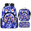 Mochila de estudante de tubarão de correspondência de cores de camuflagem transfronteiriça impressão digital de grande capacidade Cartoon Cartoon mochila mochila