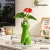 Jarrón de Gato Lindo de Ojos Grandes Plantas Verdes Hidropónicas Jarrón para Arreglos Florales Adorno Decoración de Sala de Estar Hogar Balcón Escritorio
