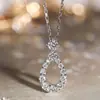 Nuevo Collar con Colgante de Plata de Ley S925 Forma de Gota de Agua Diamante de Zirconia Cadena para Clavícula Exquisito de Gama Alta Joker Lujo Ligero Pieza Única para el Cabello