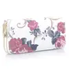Bolsa de Mão para Revenda em Estoque Carteira Feminina Longa com Zíper Duplo Estampa de Rosas Múltiplos Compartimentos para Cartões Porta-Cartões Versátil Estilo Zíper