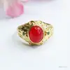 Anillo de Ágata Verde Natural Guan Yu Anillo de Cristal Calcedonia Jade Hielo Joyería Beneficios Transmisión en Vivo Venta al por Mayor S4061405