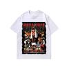 Camiseta de manga larga con estampado de hip hop para hombre, estilo retro europeo y americano, con personajes de boxeo antiguos, lavada, corta y extragrande