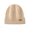 Gorro de Punto de Cachemira 100% Puro Otoño e Invierno Engrosado Cálido Trenzado Color Sólido Unisex Gorro de Lana