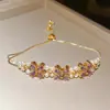 Pulseira Flor de Zircônia Quadrada Pérola Estilo Retrô Francês, Pulseira de Luxo Leve e de Alta Qualidade Estilo Palaciano, Joia de Mão da Moda Personalizada