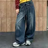 Calça Jeans Feminina Outono 2026 Novo Estilo Calça Vintage de Perna Larga Infantil para Meninas, Jeans Tendência Primavera e Outono para Crianças Maiores