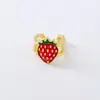 Pendientes de clip con gota de aceite de fresa y plátano, nuevos pendientes de perla para mujer, de venta caliente transfronteriza europea y americana para mujer
