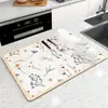 Alfombrilla de Drenaje para Fregadero de Cocina con Flores Pastorales, Alfombrilla Suave Absorbente de Diatomeas para Mesa de Café, Barra, Secado de Platos, Vasos, Alfombrilla de Aislamiento Térmico