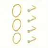 Anillo de nariz de acero inoxidable de 7 piezas para piercing, barra en L, clavo de nariz, circonita, conjunto de joyería para perforación, venta caliente en Amazon temu