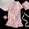 Bata Coreana de Verano para Mujer, Algodón Nube, Ropa de Casa de Manga Corta para Niños, Bata Suelta de Dibujos Animados Lindos, Pijama de Mujer, Verano