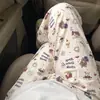 Pantalones de Pijama de Algodón Nube para Mujer de Verano, Delgados, Talla Grande 100 kg, Holgados Casuales, Pantalones de Pierna Ancha de Cintura Alta Relajados para Caminar