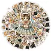 Compra directa transfronteriza de 50 lindos stickers retro de gatos antropomórficos para decorar agendas, fundas de teléfono, cuadernos y stickers impermeables