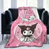 Manta Multifuncional para Siesta Regalo Manta de Franela Manta Linda Dibujo Animado Sanrio Manta de Kuromi Timei