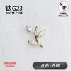 Brinco Piercing de Moda Novo Liga de Titânio ASTM F-136 Folha Cheia de Diamante Stud para Lábio Stud para Cartilagem da Orelha Brinco Transfronteiriço Joia