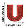 Suministro transfronterizo de parches bordados de letras y números en inglés color rojo brillante con adhesivo termofusible para decoración de ropa y sombreros