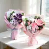 Ramos de Flores Tejidas, Ramos de Rosas Tejidos a Mano con Hilo Personalizados, Productos Terminados, Venta al por Mayor de Regalos para el Día de San Valentín y Navidad