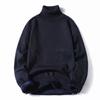 Suéter de cuello alto medio para hombre, otoño e invierno, forro polar, color sólido, estilo coreano, camisa de punto ajustada, suéter juvenil de cuello medio a la moda.