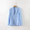 Traje Casual de Lino para Hombre Chaqueta Delgada de Lino Color Sólido para Hombre