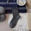 Zapatos Shang Calcetines de Algodón Estilo Coreano para Mujer Bordado de Dibujos Animados Calcetines Apilados Bloques de Color Azul Gris Tejido Lazo Etiqueta de Tela Calcetines de Algodón Sin Costuras