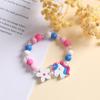 Pulseira de madeira criativa com contas feitas à mão, cor de doce, formato de desenho animado, colorida, conjunto de joias de pulseira e colar para crianças