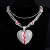 Collar con Colgante de Corazón Más Vendido Transfronterizo, Collar de Corazón Personalizado Hip-Hop con Goteo de Aceite, Cadena Cubana de Capas de Moda
