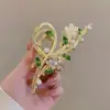 Pinza para el Cabello de Mujer Nuevo Estilo Antiguo Borla Flor de Metal Pinza Grande para la Parte Trasera de la Cabeza del Cabello Elegante Pinza de Tiburón Tocado