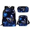 Mochila Estampado Creativo para Estudiante Set de Tres Piezas Serie Mariposa 3D Mochila Combinada de Gran Capacidad para Computadora para Hombre y Mujer