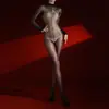 Body Sexy Aurora Brillante Ajustado de Una Pieza de Alta Densidad de 512 Agujas, Cuello Alto, Ultra Delgado, 5D