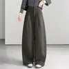 Calça Elegante de Pernas Largas para o Trabalho Feminina, Novidade Outono 2026, Cintura Alta, Solta, Casual, Emagrecimento e Versátil, Calça Longa