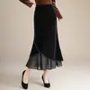 Falda de malla con retazos irregulares de corte sirena para mujer, nueva colección otoño/invierno 2026, de cintura alta, corte ajustado y que favorece la figura, con un diseño de una sola pieza que se ajusta a las caderas.