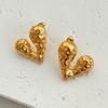 Pendientes Versátiles de Corazón Hueco Dazan Geométricos de Lava Chapados en Oro de 18K Pendientes de Botón Ootd de Corazón Melocotón con Relieve Pendientes Simétricos