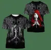 Camiseta de manga corta para hombre estilo americano calavera estampado digital explosiones transfronterizas europeas y americanas para verano nueva ropa caliente para hombre
