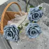 Rosa Diamante Simulada de Tres Cabezas Únicas, Flor de Rosa Simulada para Decoración de Bodas, Fotografía y Arreglos