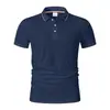 Polo de Manga Curta com Gola Camisa para Comércio Exterior Transfronteiriço Masculino Business Cor Sólida Verão Fino Roupa de Trabalho Tamanhos Europeus e Americanos com Impressão de Logo
