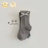 Meia-calça Infantil Listrada Larga Retrô Primavera e Outono Meia-calça de Bebê de Espessura Média Laço Linha A Roupa Externa de Algodão Meia-calça para Meninas