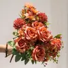 Rosas Simuladas, Arreglos Florales para Bodas, Decoración del Hogar, Ramos, Flores Artificiales de Otoño, Flores Artificiales Realistas de Alta Gama
