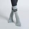 Calcetines Largos de Yoga de Doble Cañón para Otoño e Invierno Transfronterizos, Calcetines de Cinco Dedos para Mujer hasta la Pantorrilla, Calcetines Antideslizantes para el Suelo con Dedos Separados y Puntos de Goma para Pilates