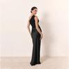 Vestido de hombro elegante de satén para mujer de comercio exterior europeo y americano 2025 verano nuevo, vestido sexy de cadera ajustado